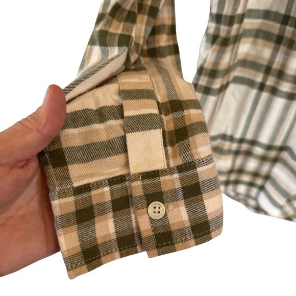 Weatherproof Vintage Green Beige Plaid Button Up Shirt Comfort Stretch M - Picture 6 of 8